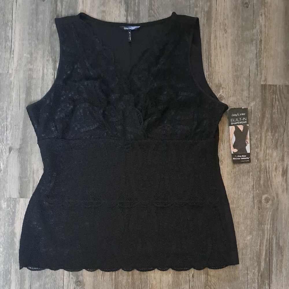 Daisy Fuentes Black Lace V-Neck Blouse